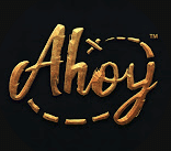 Written in flamboyant gold font to the left is the logo for 'Ahoy', with the bottom of the word's capital letter 'A' becoming a hashed line leading around and past the letter 'y' and up to where 'x' marks the spot.